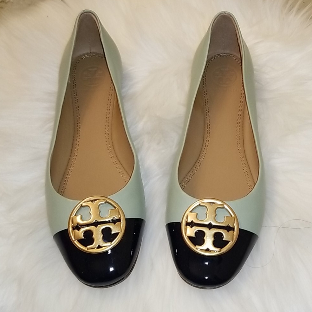 Tory Burch Chelsea Cap Toe Ballet Flat Sage Navy 6